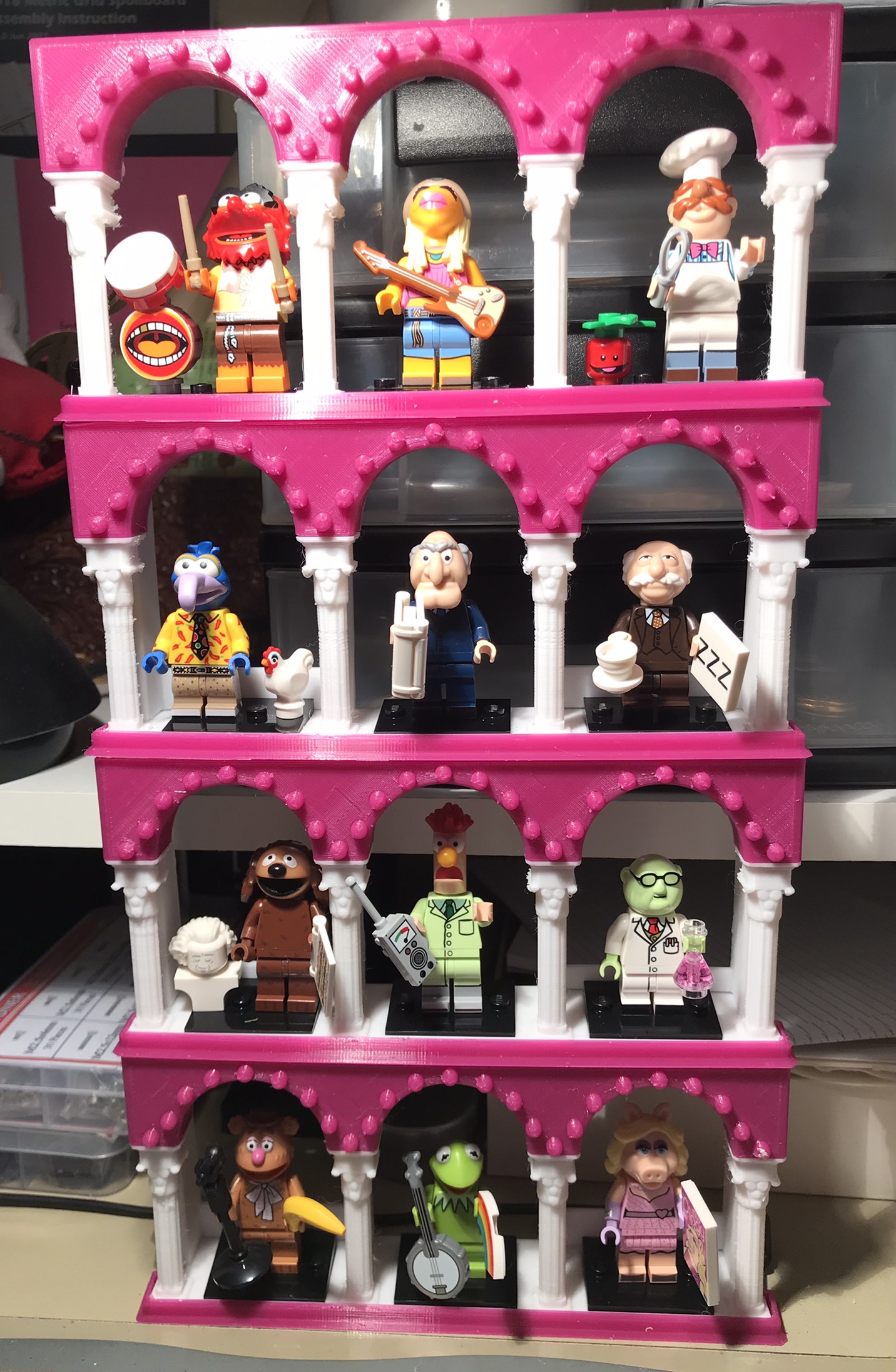 muppets lego minifigs in 3d printed stand