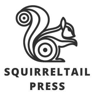 line drawing of a squirrel with title squirreltail press